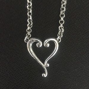 Brighton Silver Tuscan Etched Heart Necklace